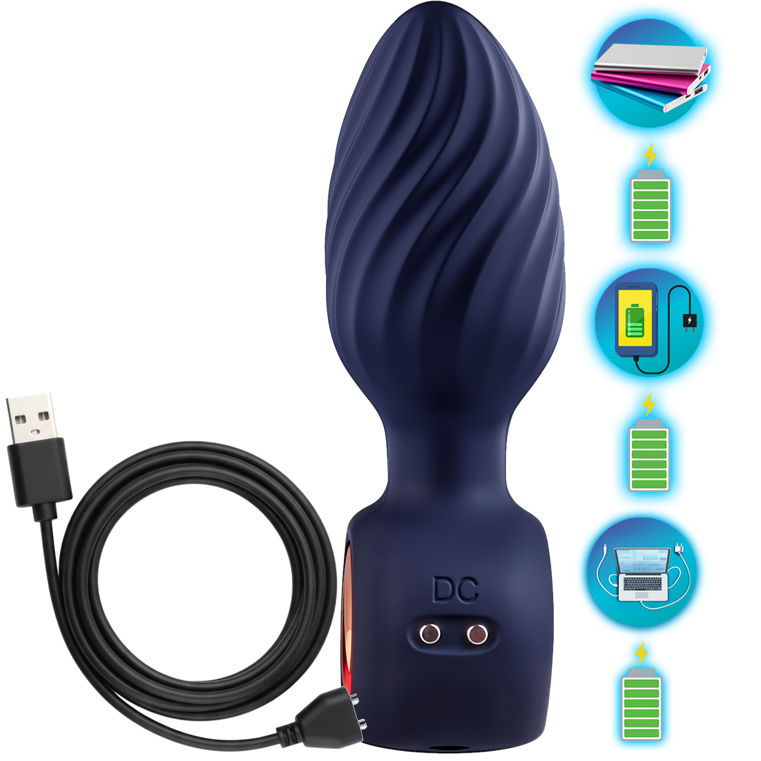 Wibrujący Korek Analny z Pilotem Ruch Rotacyjny Obrotowy Anal Plug Zatyczka - obrazek 9