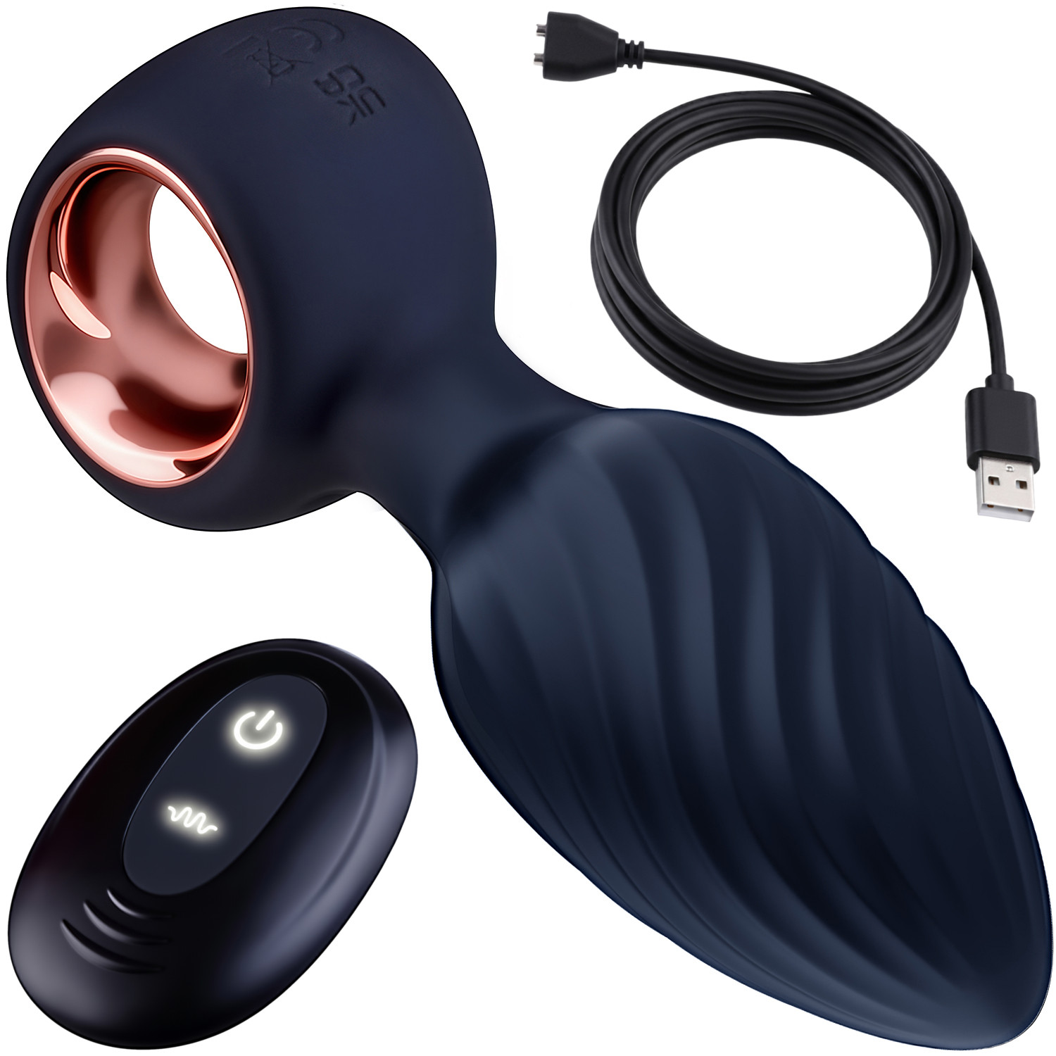 Wibrujący Korek Analny z Pilotem Ruch Rotacyjny Obrotowy Anal Plug Zatyczka - obrazek 3