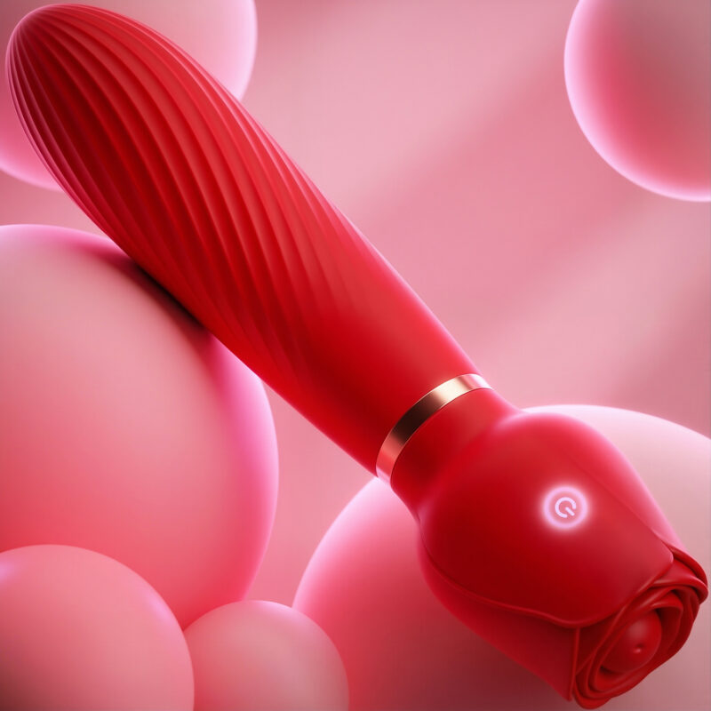 Wibrator o Wyglądający jak Róża z Klipsami do Piersi