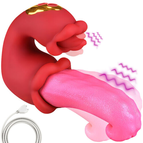 Wibrator z Ruchomym Językiem G-Spot Usta z Wibracjami