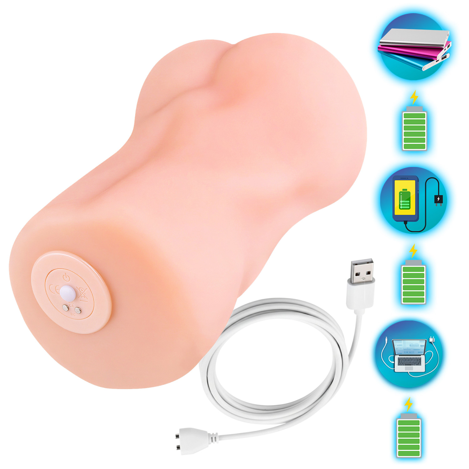 Masturbator Sztuczna Pochwa z Wibracjami USB Wagina Anus Wibrator 800g - obrazek 9