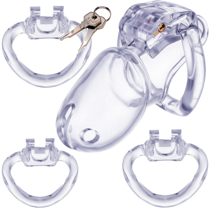 Pas Cnoty Klatka Na Penisa z Zamykana na Kluczyk 4 Pierścienie