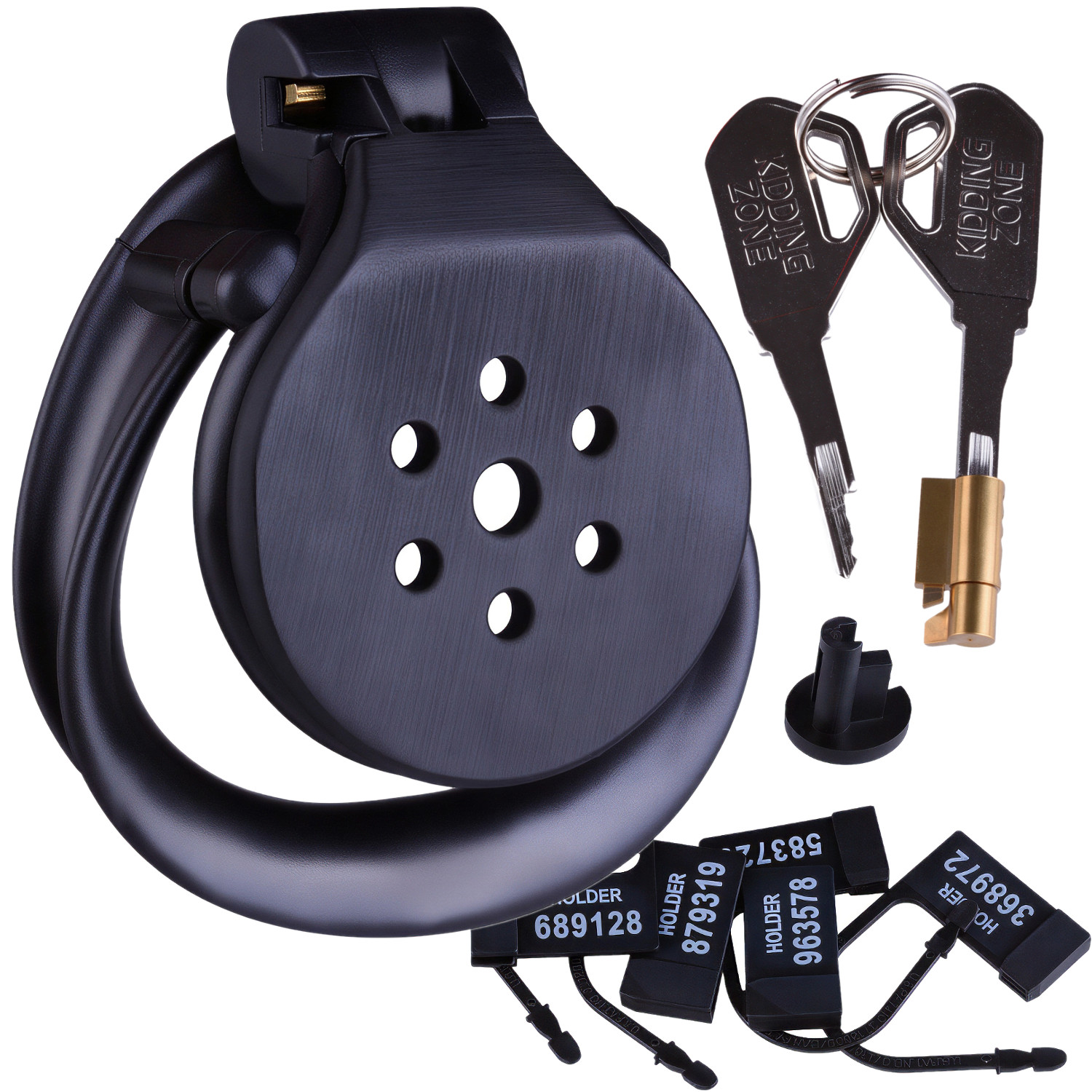 Czarny Mini Pas Cnoty Typu Flat Klatka + 4 Pierścienie