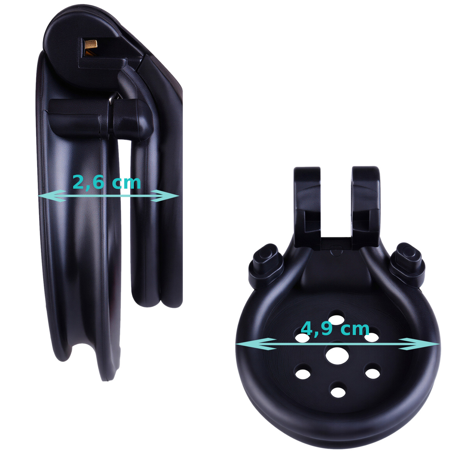 Czarny Mini Pas Cnoty Typu Flat Klatka + 4 Pierścienie - obrazek 7