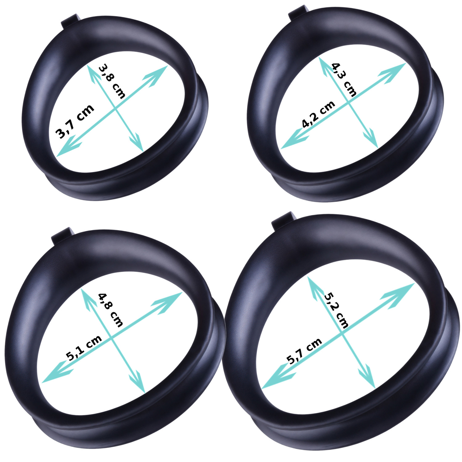 Czarny Mini Pas Cnoty Typu Flat Klatka + 4 Pierścienie - obrazek 8