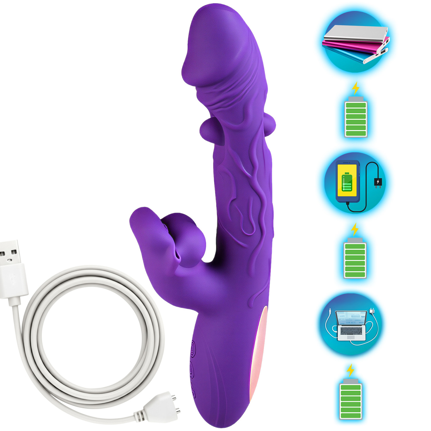 Wibrator Damski z Ruchomymi Ustami i Paluszkiem do Łechtaczki - obrazek 9