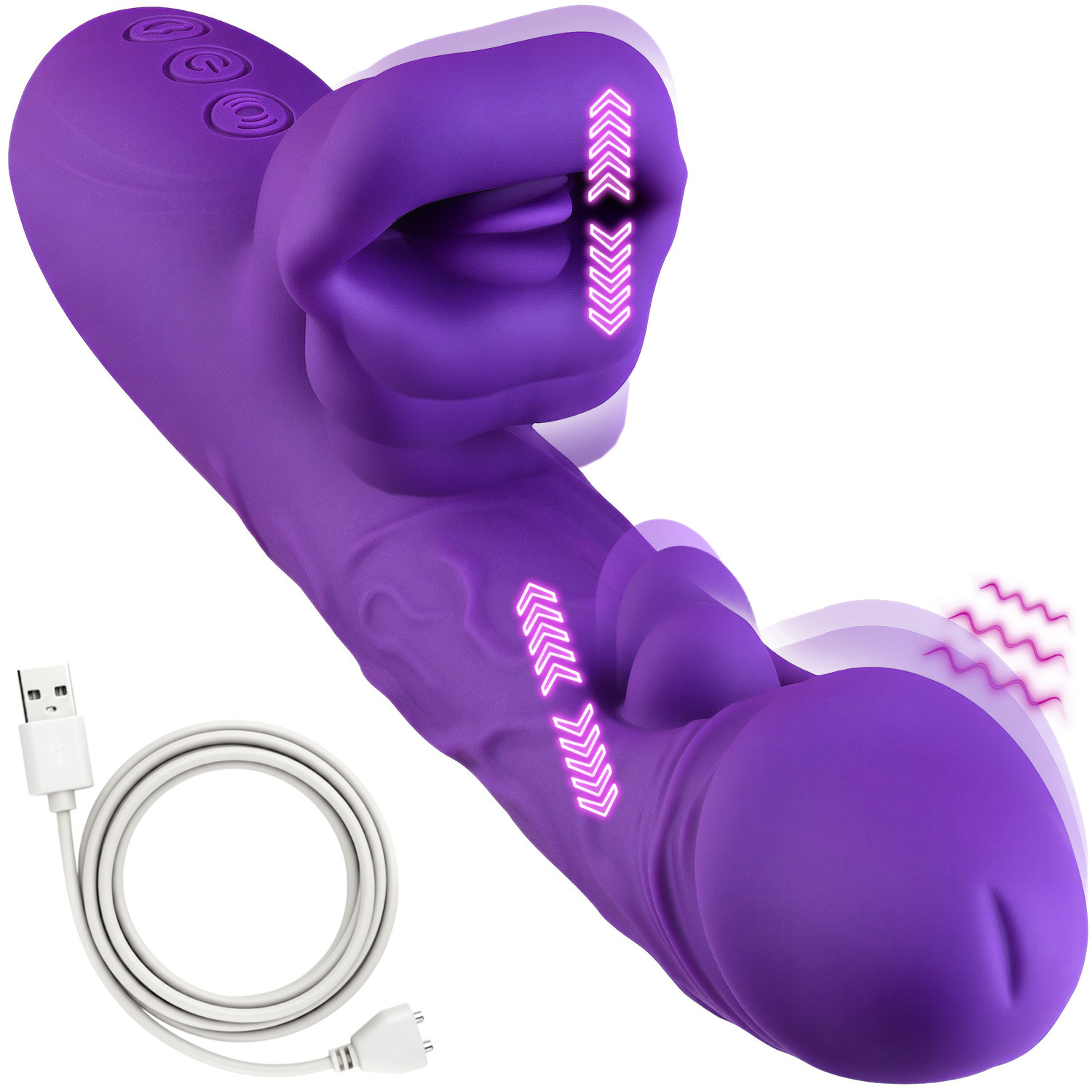 Wibrator Damski z Ruchomymi Ustami i Paluszkiem do Łechtaczki