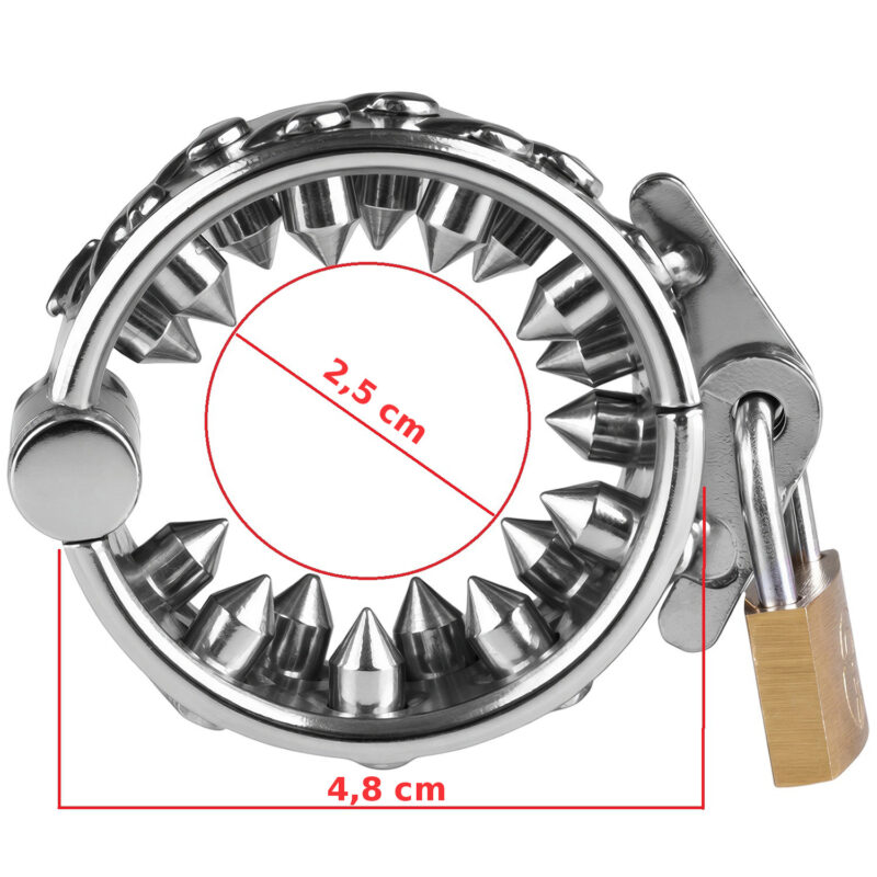 Metalowy Pierścień Na Penisa Jądra z Kolcami i Kłódką