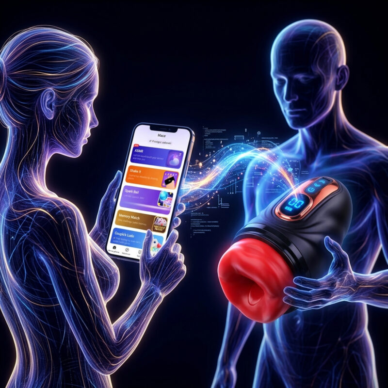 Masturbator Męski Silikonowe Usta Sterowanie Smartfonem APP