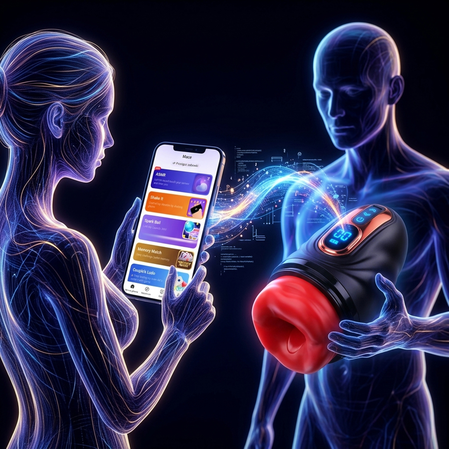 Zdjęcie wygenerowane przez AI Masturbator Męski Silikonowe Usta Sterowanie Smartfonem APP
