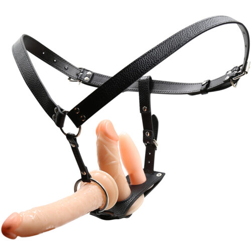 Potrójny Penis Strap On Na Uprzęży