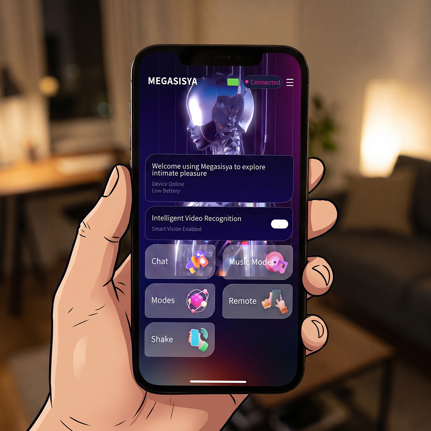 Zdjęcie wygenerowane przez AI Ruchomy Penis Posuwisty Wibrator Kobiecy Aplikacja APP